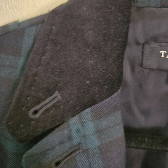 Talbots Black Watch Plaid Velvet Collar/ Buttons Peplum Back Wool Blend Size 4 - Picture 6 of 9